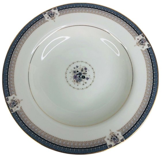 5 Mikasa Grande Ivory Tropez Rim Soup Bowls L5504 Japan 8 1/2” VTG Gray Floral - Picture 7 of 12